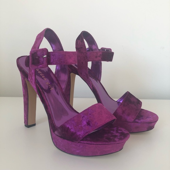 Madden Girl Shoes - Madden Girl Velvet Fuchsia Heels